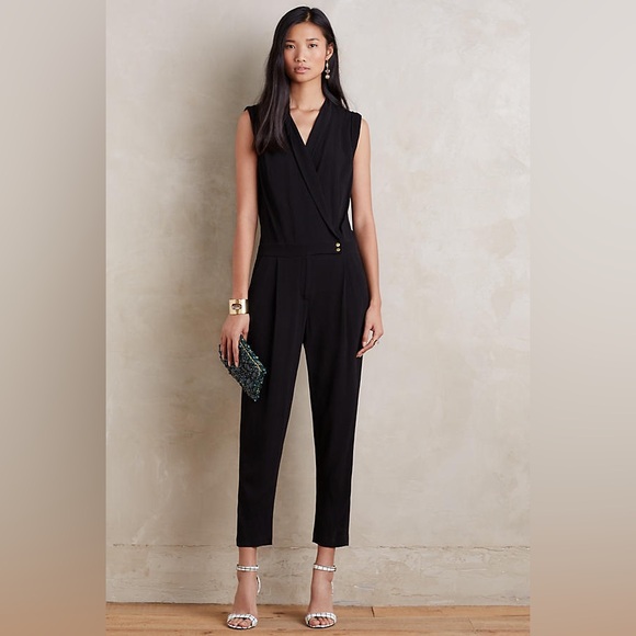 Elevenses Chanteuse Jumpsuit Black Anthropologie sz 0 - Picture 4 of 7